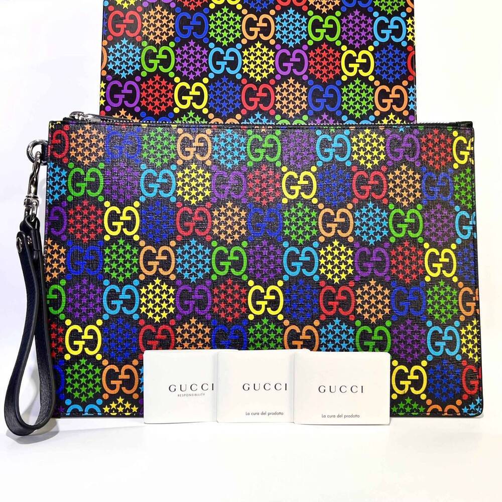 GUCCI GG Psychedelic Clutch Bag Multicolor Shoulder